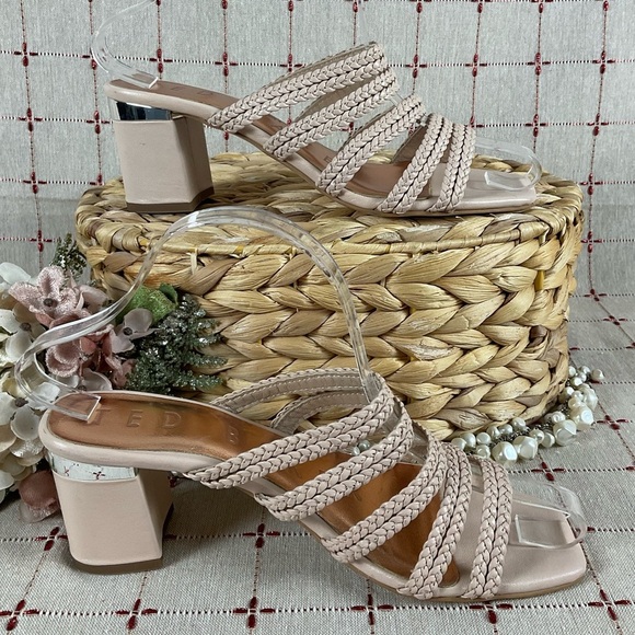 TED BAKER London “Emmalii” Strappy Slide Sandal Nude Pink Leather Braided Sz 7 - Picture 9 of 10